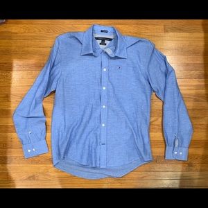 Tommy Hilfiger Blue Cotton linen dress shirt Sz M